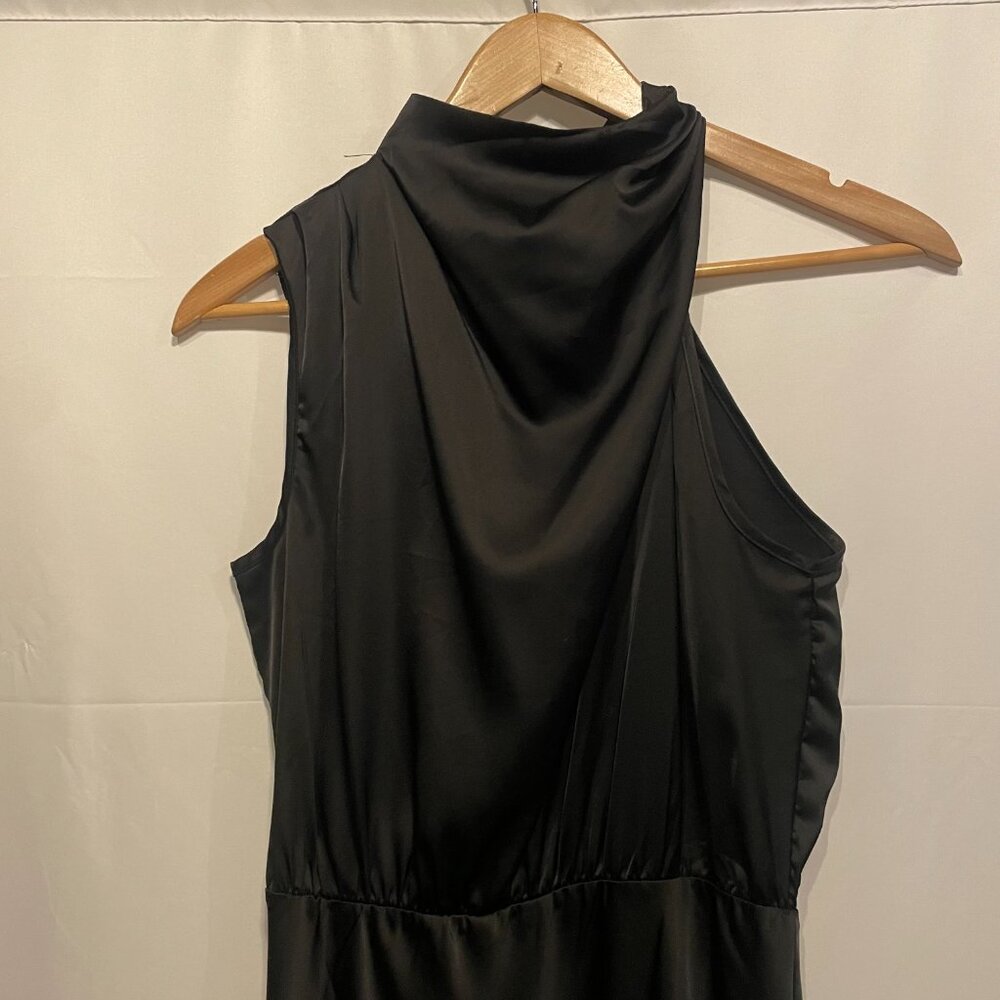 Share Women SM Pretty Garden Asymmetrical Mock Collar Black Cocktail Tea Length - Picture 11 of 11